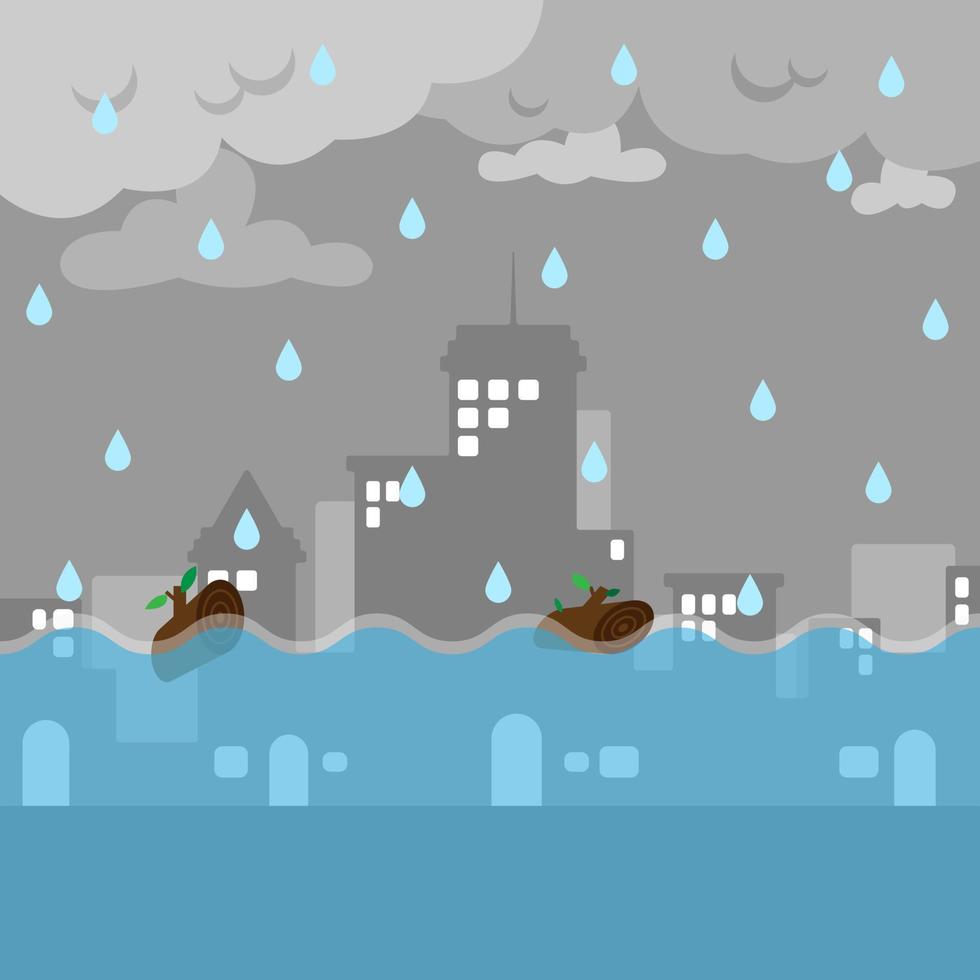 Flood In Big City. Suitable For News Media, Illustration, Etc vector