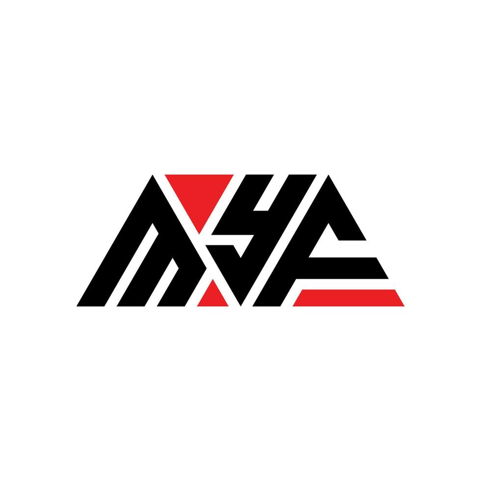 MYF triangle letter logo design with triangle shape. MYF triangle logo design monogram. MYF triangle vector logo template with red color. MYF triangular logo Simple, Elegant, and Luxurious Logo. MYF