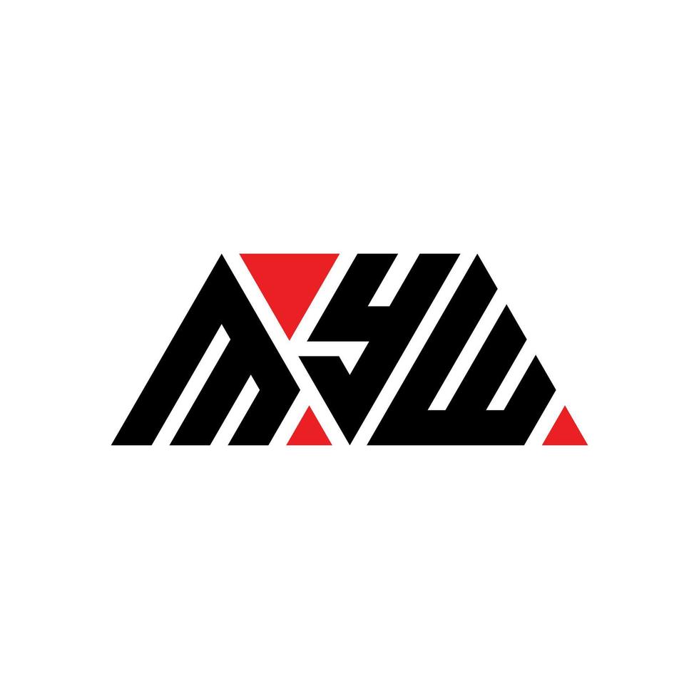 MYW triangle letter logo design with triangle shape. MYW triangle logo design monogram. MYW triangle vector logo template with red color. MYW triangular logo Simple, Elegant, and Luxurious Logo. MYW