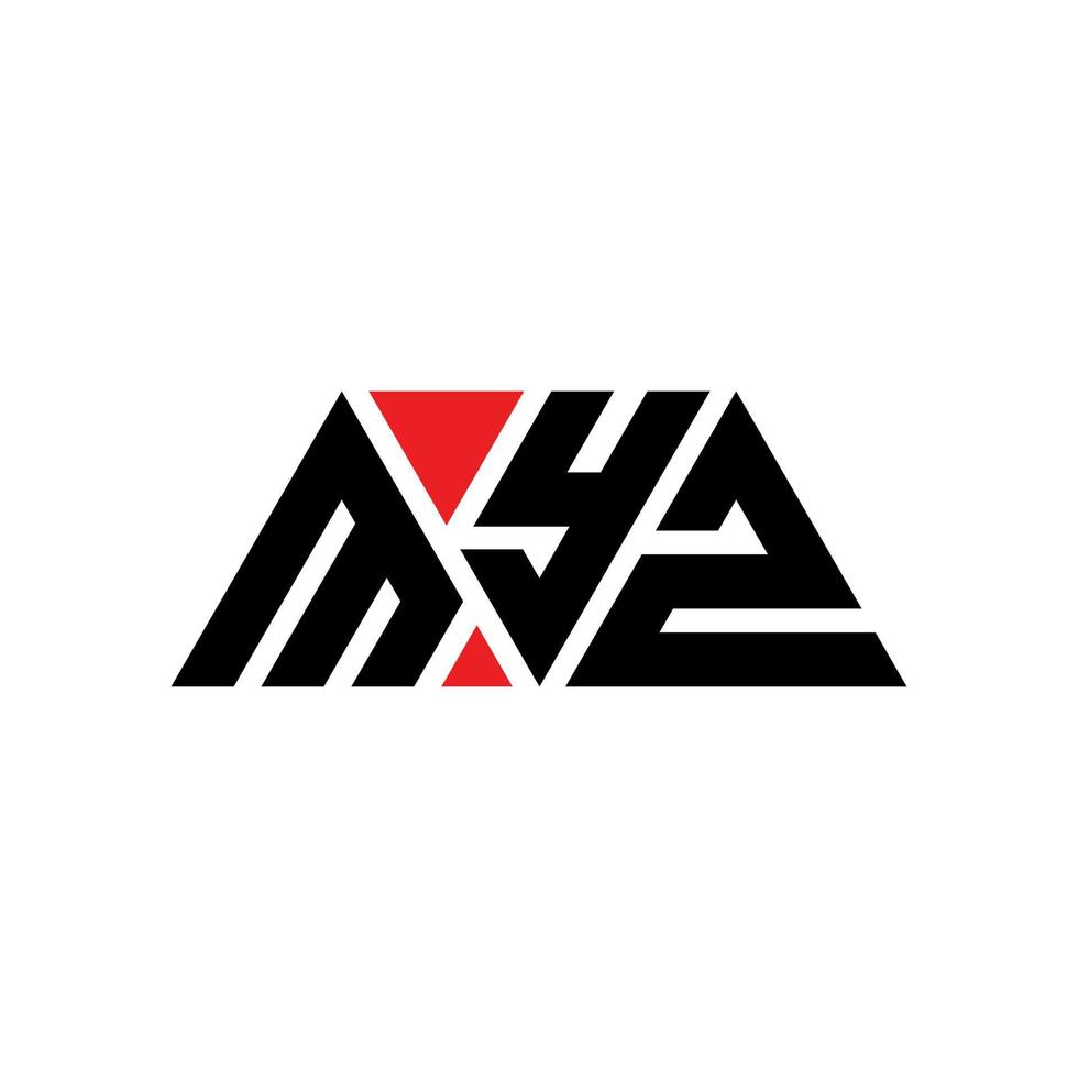 MYZ triangle letter logo design with triangle shape. MYZ triangle logo design monogram. MYZ triangle vector logo template with red color. MYZ triangular logo Simple, Elegant, and Luxurious Logo. MYZ
