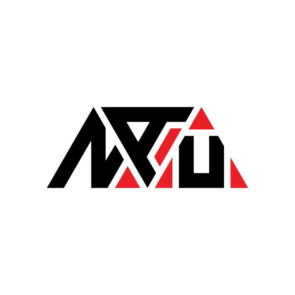 NAU triangle letter logo design with triangle shape. NAU triangle logo design monogram. NAU triangle vector logo template with red color. NAU triangular logo Simple, Elegant, and Luxurious Logo. NAU