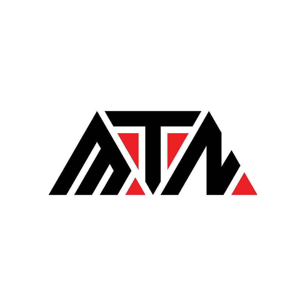 diseño de logotipo de letra de triángulo mtn con forma de triángulo. monograma de diseño de logotipo de triángulo mtn. mtn plantilla de logotipo de vector de triángulo con color rojo. logotipo triangular mtn logotipo simple, elegante y lujoso. mtn