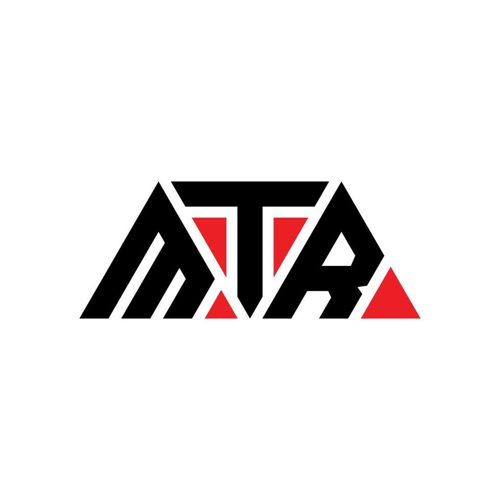 diseño de logotipo de letra triangular mtr con forma de triángulo. monograma de diseño de logotipo de triángulo mtr. plantilla de logotipo de vector de triángulo mtr con color rojo. logotipo triangular mtr logotipo simple, elegante y lujoso. metro