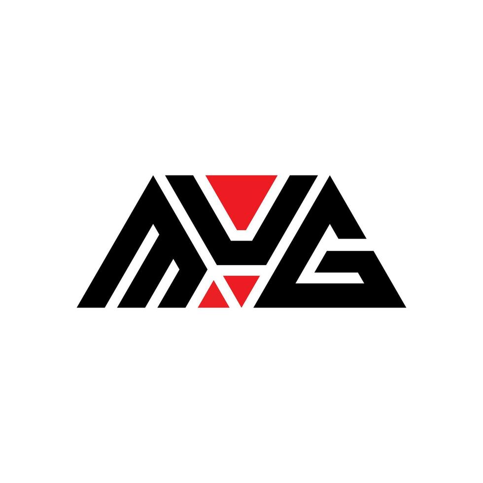 MUG triangle letter logo design with triangle shape. MUG triangle logo design monogram. MUG triangle vector logo template with red color. MUG triangular logo Simple, Elegant, and Luxurious Logo. MUG