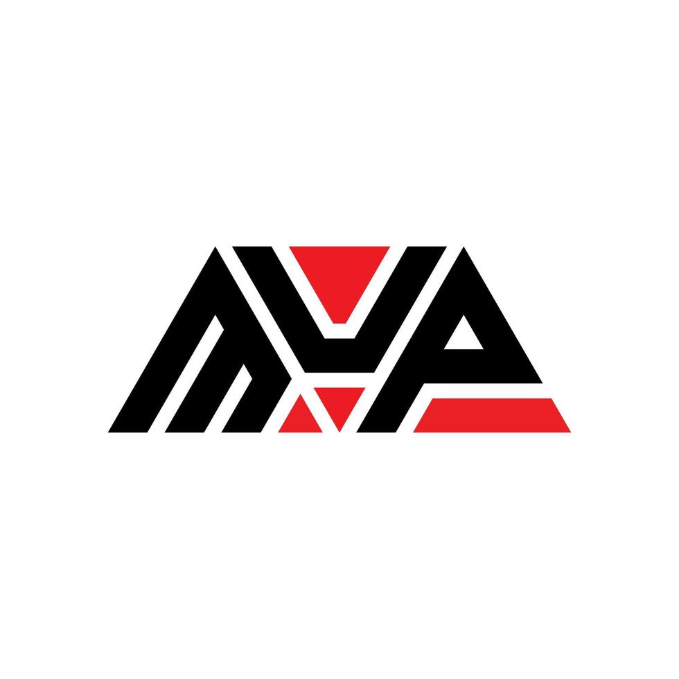 diseño de logotipo de letra triangular mup con forma de triángulo. monograma de diseño de logotipo de triángulo mup. plantilla de logotipo de vector de triángulo mup con color rojo. logotipo triangular mup logotipo simple, elegante y lujoso. taza