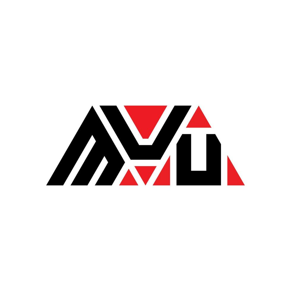 diseño de logotipo de letra de triángulo muu con forma de triángulo. monograma de diseño de logotipo de triángulo muu. plantilla de logotipo de vector de triángulo muu con color rojo. logotipo triangular muu logotipo simple, elegante y lujoso. Muu