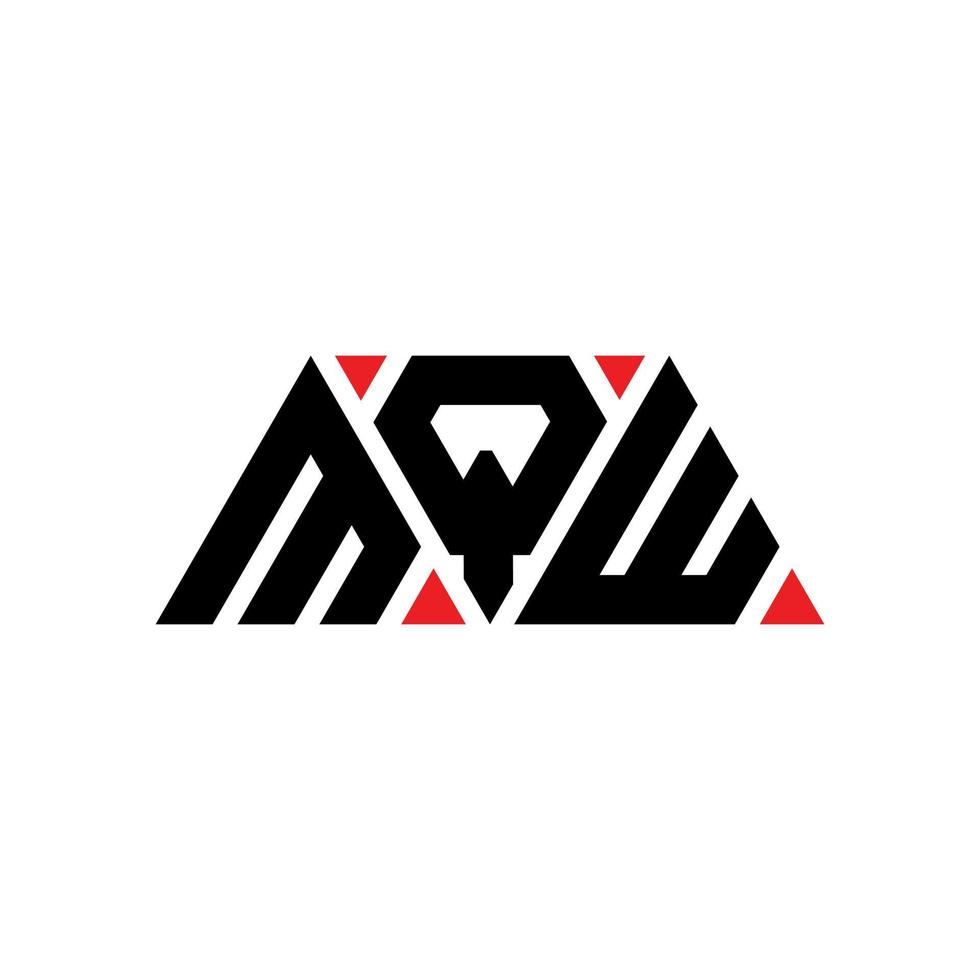 MQW triangle letter logo design with triangle shape. MQW triangle logo design monogram. MQW triangle vector logo template with red color. MQW triangular logo Simple, Elegant, and Luxurious Logo. MQW
