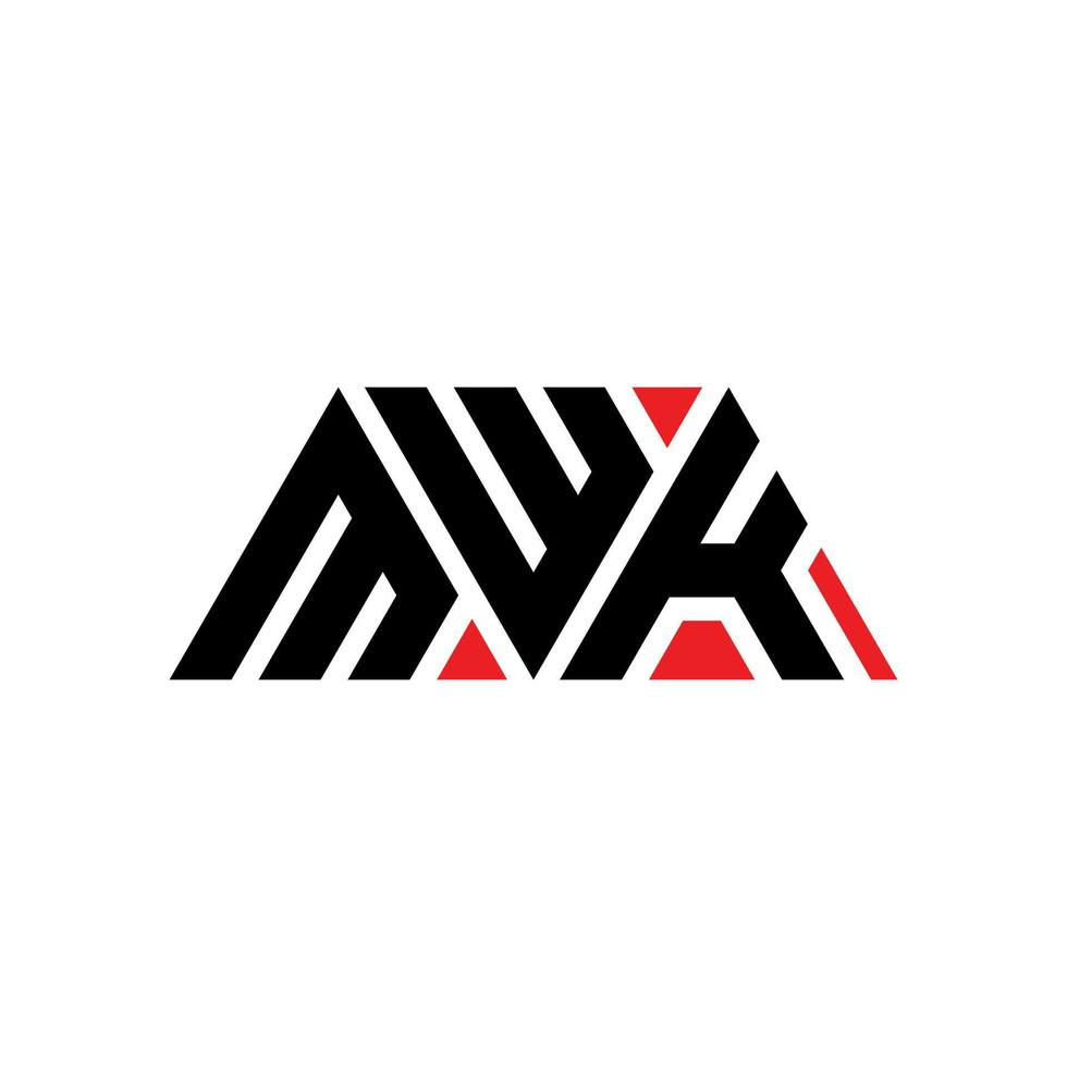 MWK triangle letter logo design with triangle shape. MWK triangle logo design monogram. MWK triangle vector logo template with red color. MWK triangular logo Simple, Elegant, and Luxurious Logo. MWK