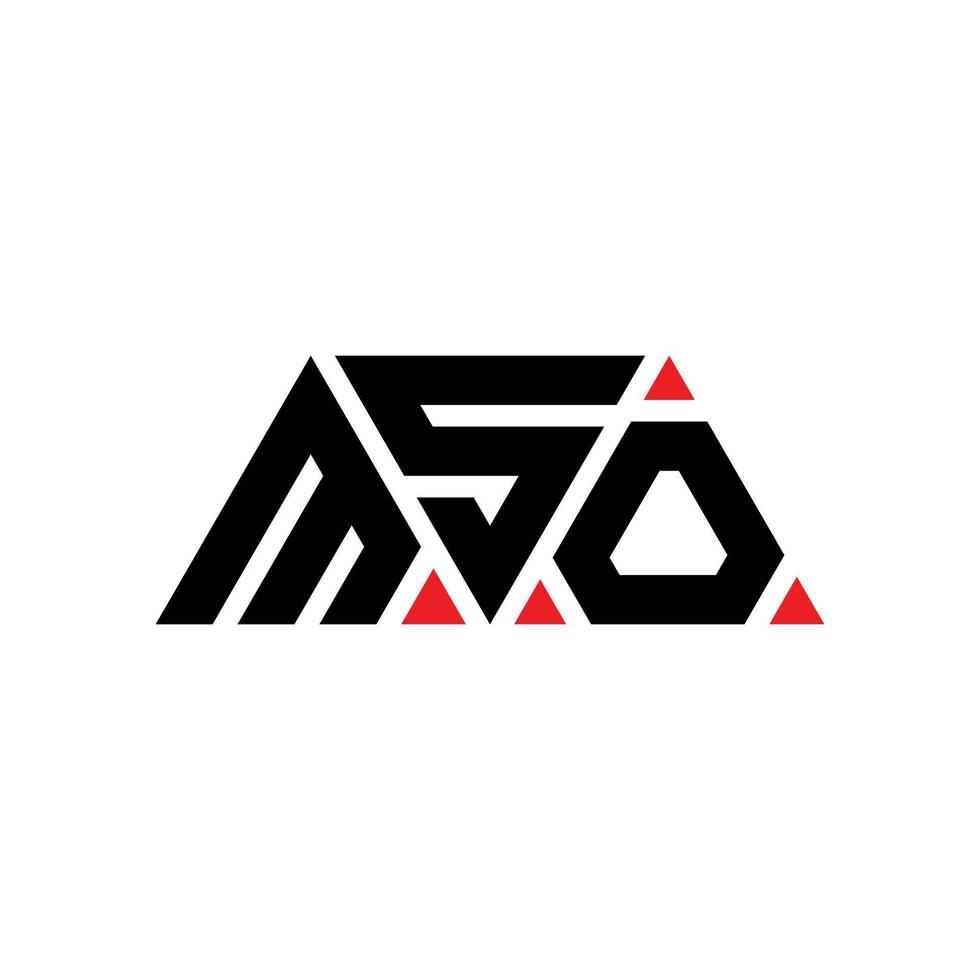 diseño de logotipo de letra triangular mso con forma de triángulo. monograma de diseño de logotipo de triángulo mso. plantilla de logotipo de vector de triángulo mso con color rojo. logotipo triangular mso logotipo simple, elegante y lujoso. mso