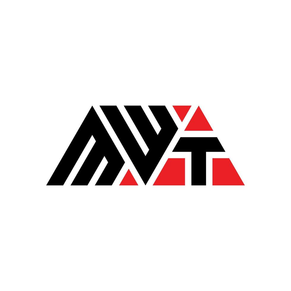 MWT triangle letter logo design with triangle shape. MWT triangle logo design monogram. MWT triangle vector logo template with red color. MWT triangular logo Simple, Elegant, and Luxurious Logo. MWT