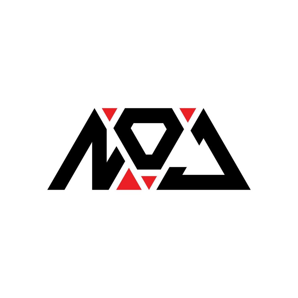 diseño de logotipo de letra triangular noj con forma de triángulo. monograma de diseño del logotipo del triángulo noj. plantilla de logotipo de vector de triángulo noj con color rojo. logotipo triangular noj logotipo simple, elegante y lujoso. noj