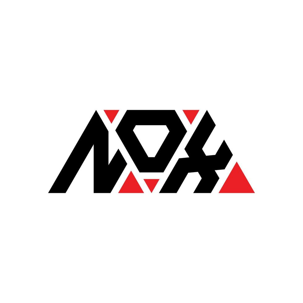 diseño de logotipo de letra triangular nox con forma de triángulo. monograma de diseño del logotipo del triángulo nox. plantilla de logotipo de vector de triángulo nox con color rojo. logotipo triangular nox logotipo simple, elegante y lujoso. nox