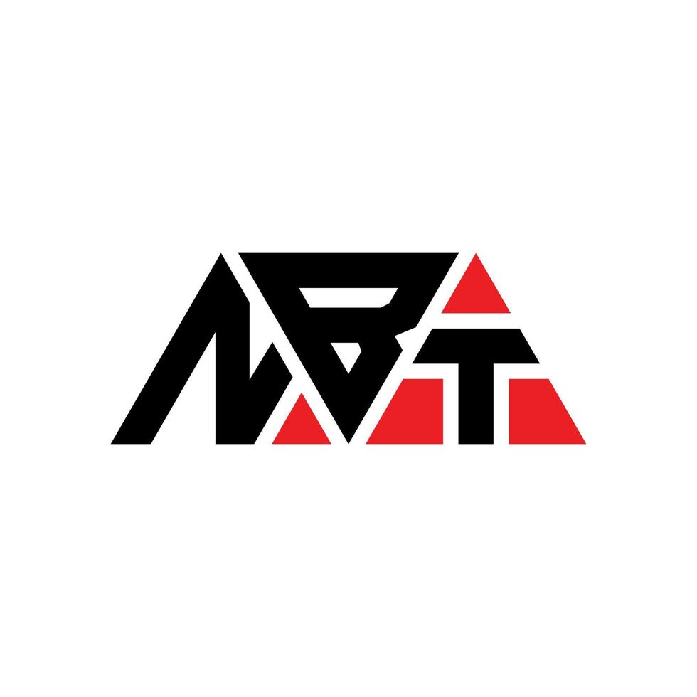 NBT triangle letter logo design with triangle shape. NBT triangle logo design monogram. NBT triangle vector logo template with red color. NBT triangular logo Simple, Elegant, and Luxurious Logo. NBT