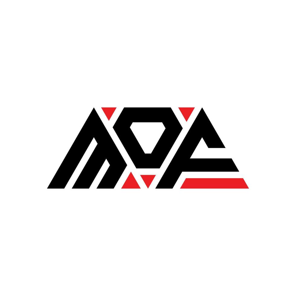 MOF triangle letter logo design with triangle shape. MOF triangle logo design monogram. MOF triangle vector logo template with red color. MOF triangular logo Simple, Elegant, and Luxurious Logo. MOF