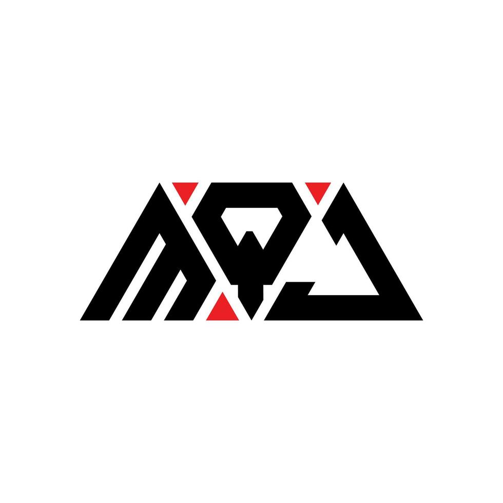 MQJ triangle letter logo design with triangle shape. MQJ triangle logo design monogram. MQJ triangle vector logo template with red color. MQJ triangular logo Simple, Elegant, and Luxurious Logo. MQJ