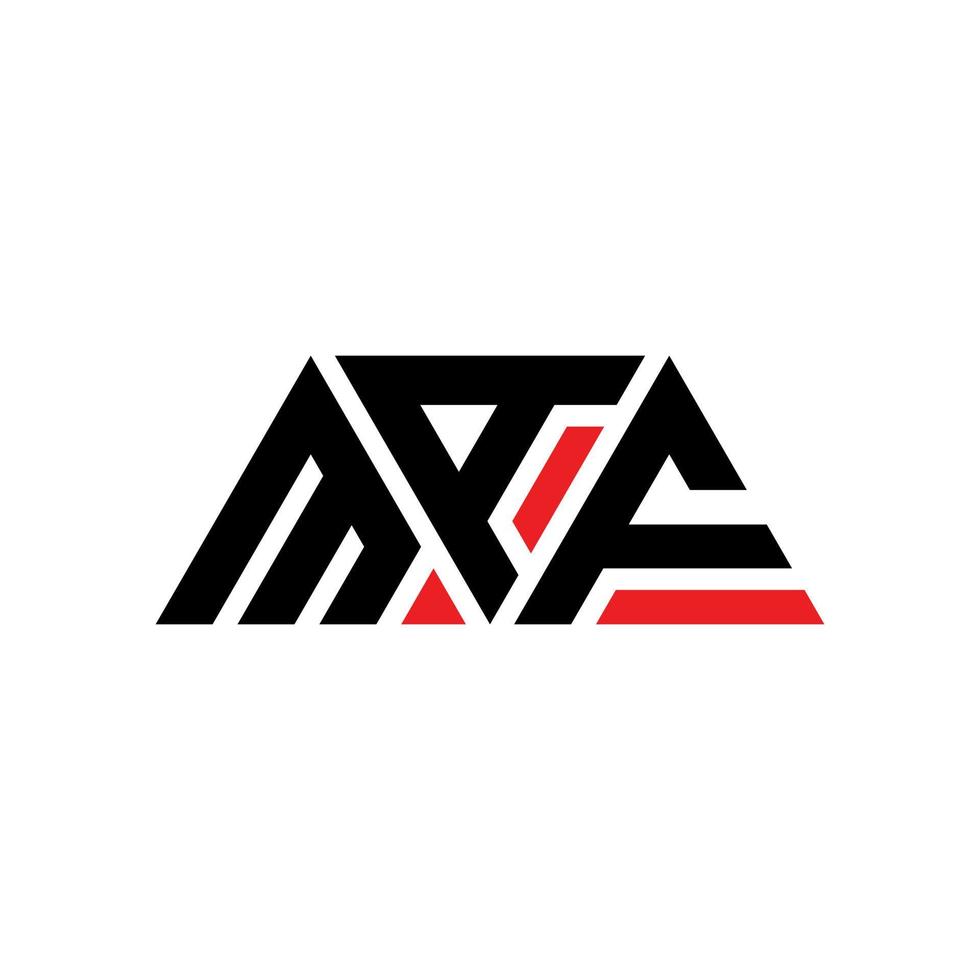 MAF triangle letter logo design with triangle shape. MAF triangle logo design monogram. MAF triangle vector logo template with red color. MAF triangular logo Simple, Elegant, and Luxurious Logo. MAF