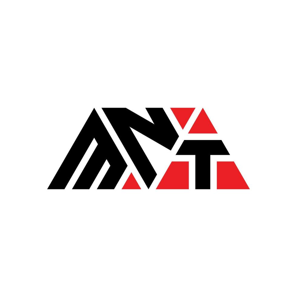 diseño de logotipo de letra triangular mnt con forma de triángulo. monograma de diseño de logotipo de triángulo mnt. plantilla de logotipo de vector de triángulo mnt con color rojo. logotipo triangular mnt logotipo simple, elegante y lujoso. mnt