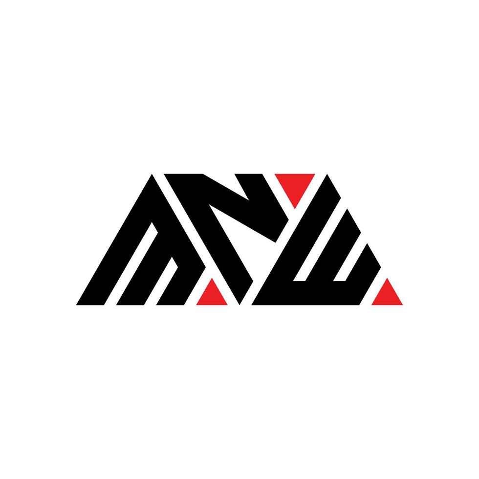 diseño de logotipo de letra triangular mnw con forma de triángulo. monograma de diseño de logotipo de triángulo mnw. plantilla de logotipo de vector de triángulo mnw con color rojo. logotipo triangular mnw logotipo simple, elegante y lujoso. minw