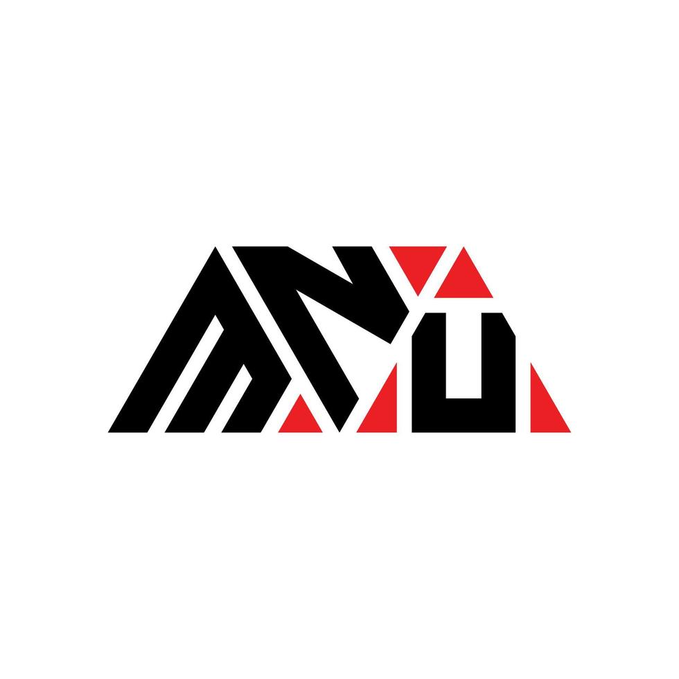 diseño de logotipo de letra triangular mnu con forma de triángulo. monograma de diseño de logotipo de triángulo mnu. plantilla de logotipo de vector de triángulo mnu con color rojo. logotipo triangular mnu logotipo simple, elegante y lujoso. mnu