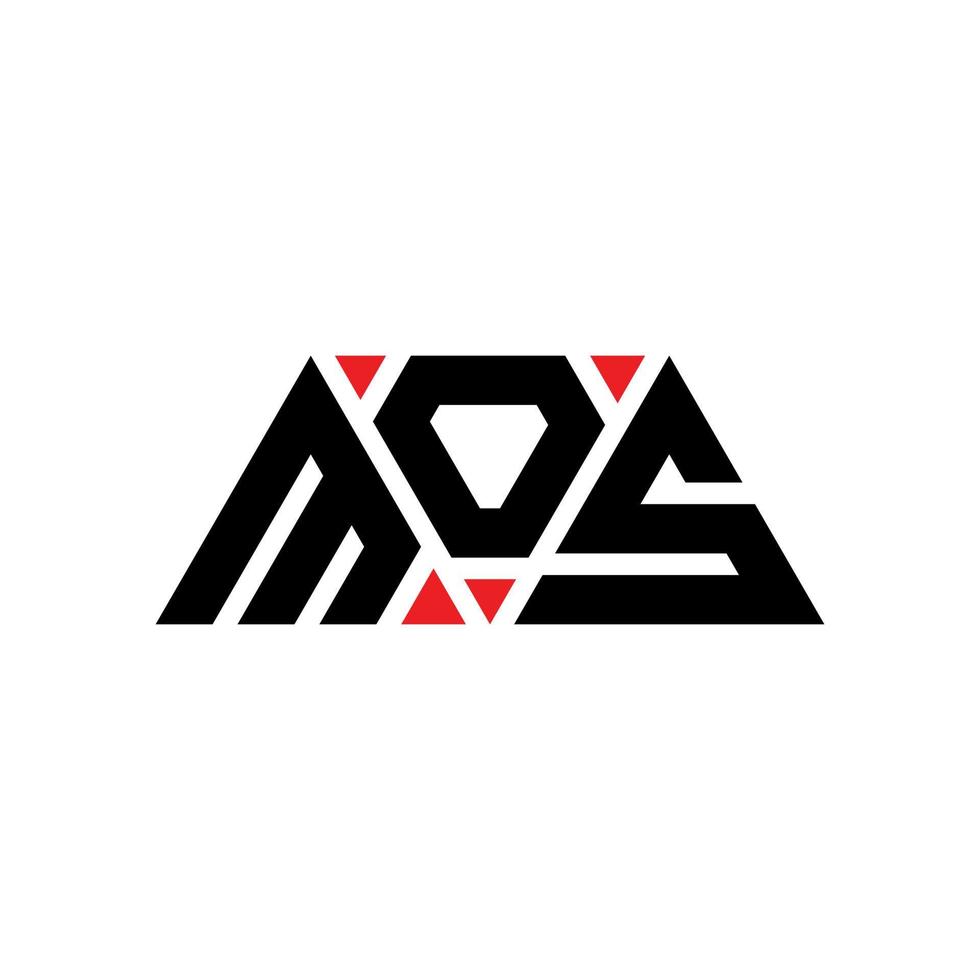 MOS triangle letter logo design with triangle shape. MOS triangle logo design monogram. MOS triangle vector logo template with red color. MOS triangular logo Simple, Elegant, and Luxurious Logo. MOS