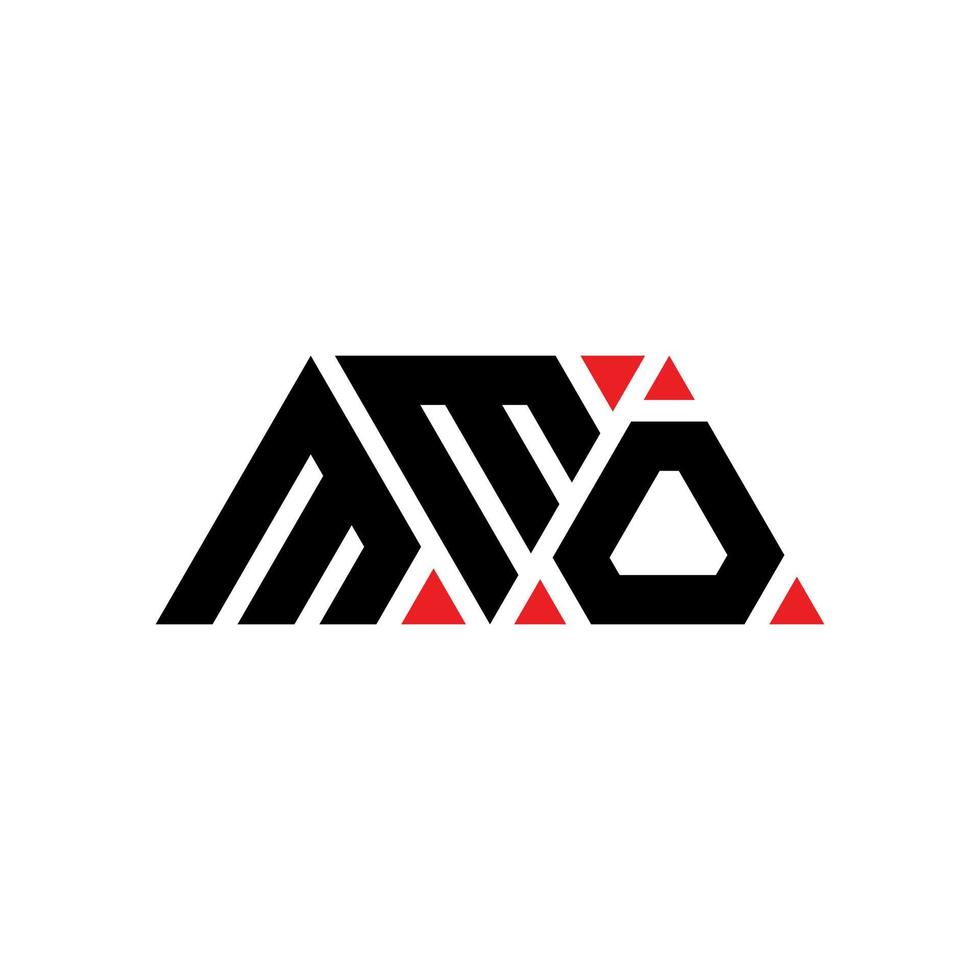 MMO triangle letter logo design with triangle shape. MMO triangle logo design monogram. MMO triangle vector logo template with red color. MMO triangular logo Simple, Elegant, and Luxurious Logo. MMO