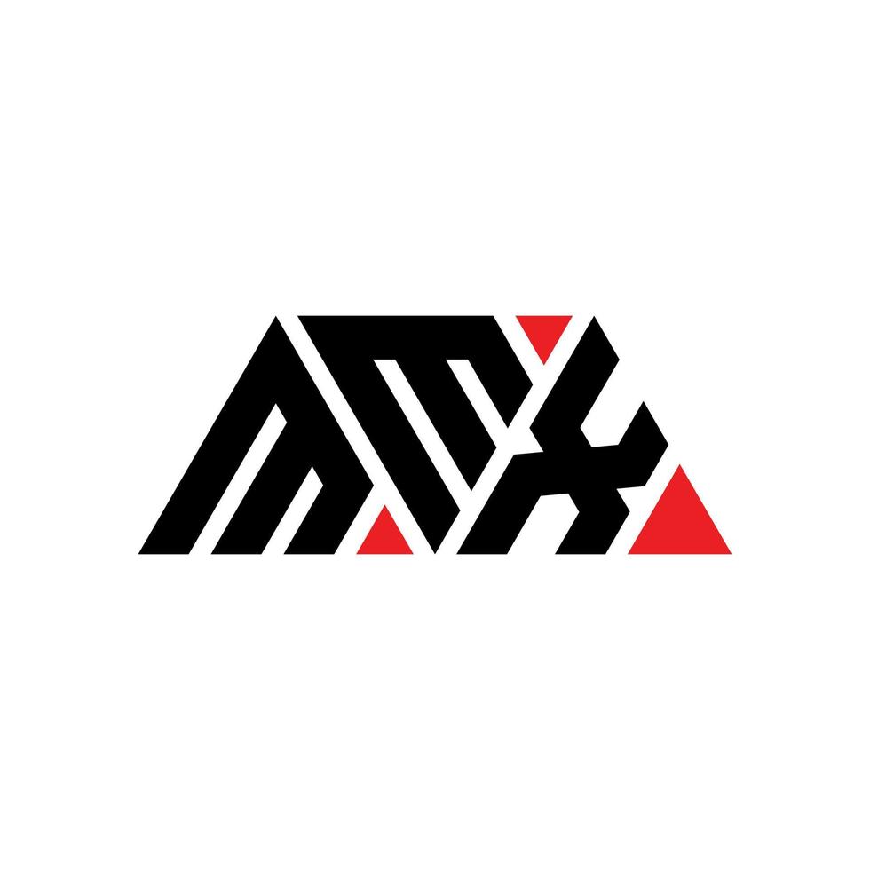 Diseño de logotipo de letra triangular mmx con forma de triángulo. Monograma de diseño de logotipo de triángulo mmx. plantilla de logotipo de vector de triángulo mmx con color rojo. logotipo triangular mmx logotipo simple, elegante y lujoso. mmx