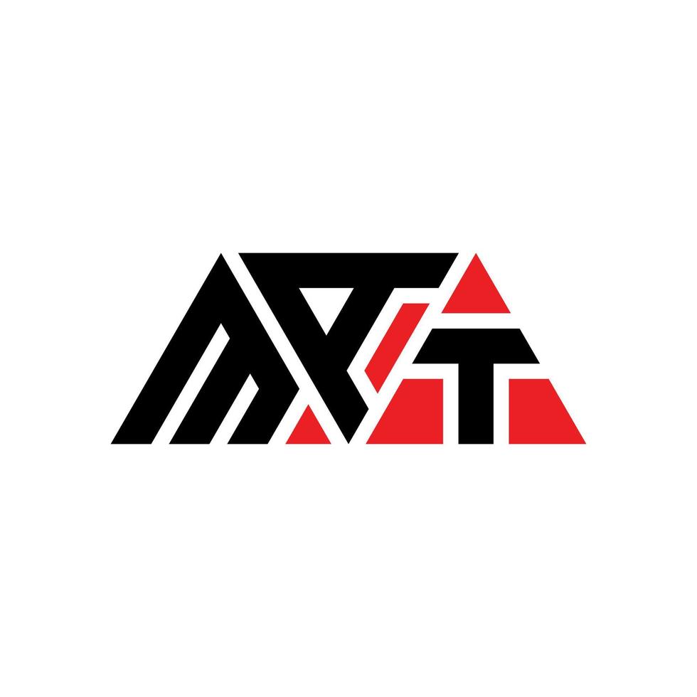 MAT triangle letter logo design with triangle shape. MAT triangle logo design monogram. MAT triangle vector logo template with red color. MAT triangular logo Simple, Elegant, and Luxurious Logo. MAT