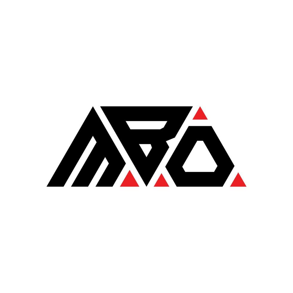 diseño de logotipo de letra triangular mbo con forma de triángulo. monograma de diseño de logotipo de triángulo mbo. plantilla de logotipo de vector de triángulo mbo con color rojo. logo triangular mbo logo simple, elegante y lujoso. mbo