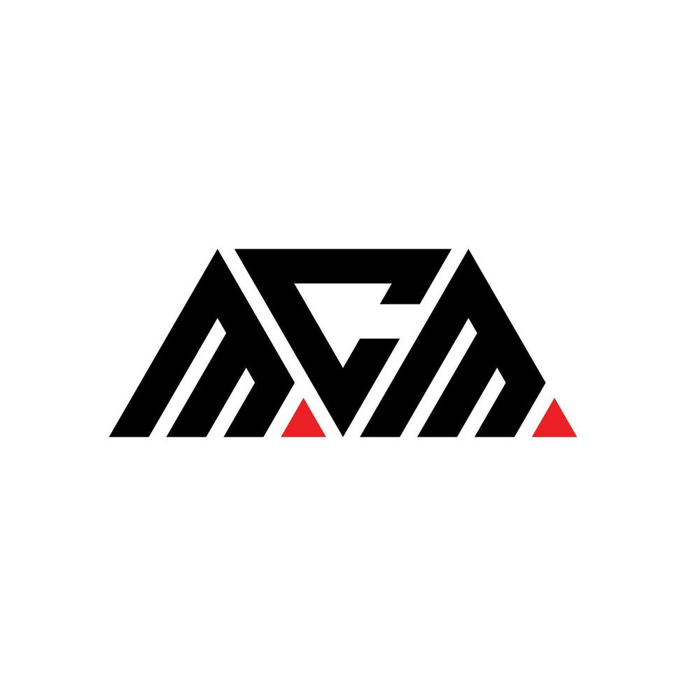Diseño de logotipo de letra triangular mcm con forma de triángulo. monograma de diseño de logotipo de triángulo mcm. plantilla de logotipo de vector de triángulo mcm con color rojo. logotipo triangular mcm logotipo simple, elegante y lujoso. mcm