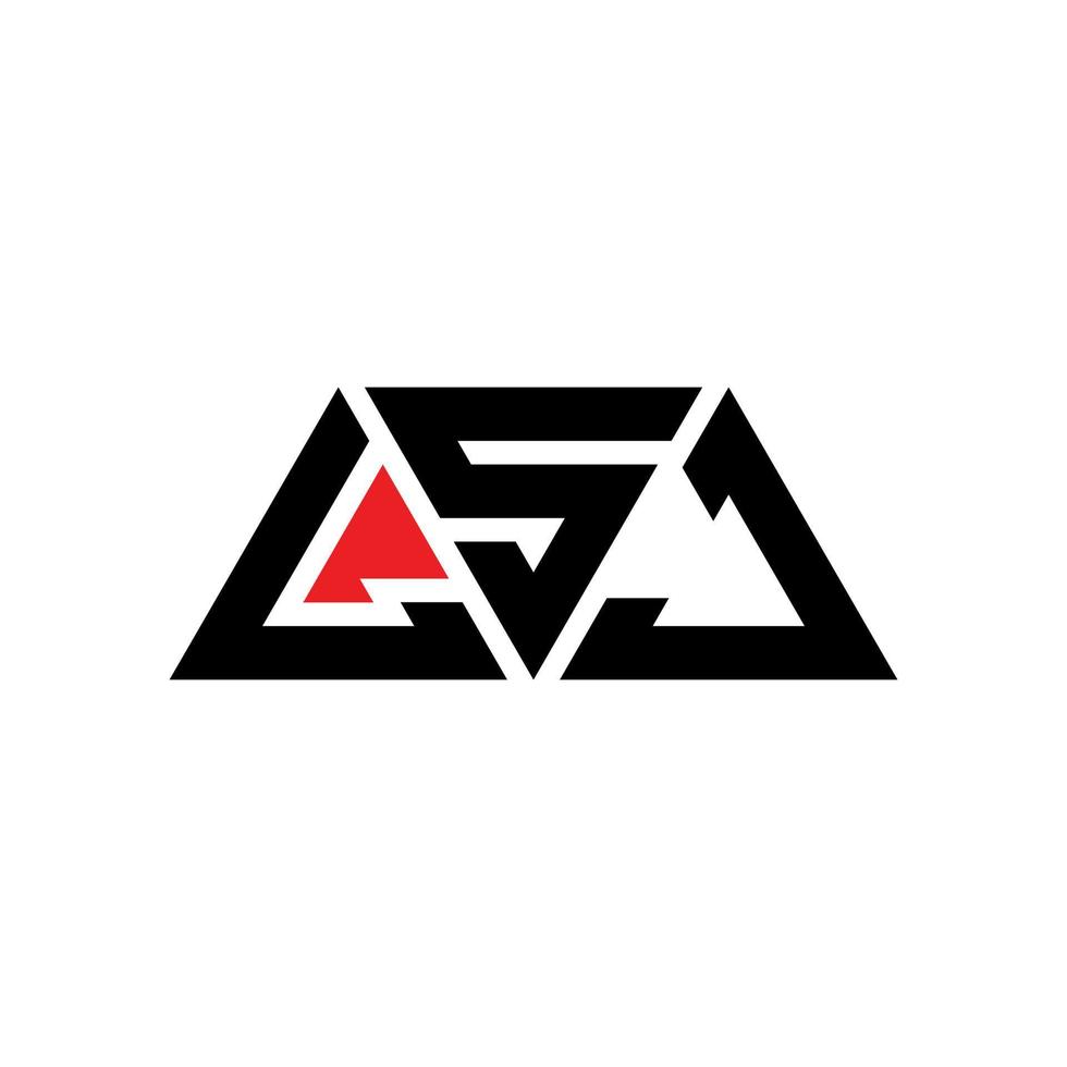 LSJ triangle letter logo design with triangle shape. LSJ triangle logo design monogram. LSJ triangle vector logo template with red color. LSJ triangular logo Simple, Elegant, and Luxurious Logo. LSJ