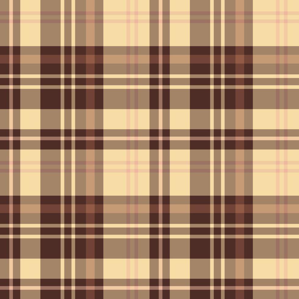 Seamless pattern in fascinating beautiful dark brown, light yellow and warm pink colors for plaid, fabric, textile, clothes, tablecloth and other things. Vector image.