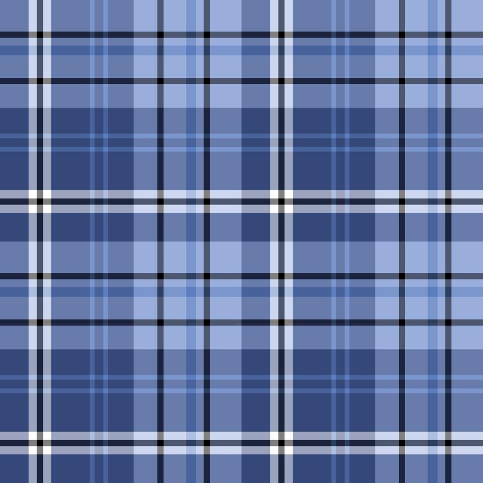 Seamless pattern in fascinating discreet light and dark blue, black and white colors for plaid, fabric, textile, clothes, tablecloth and other things. Vector image.