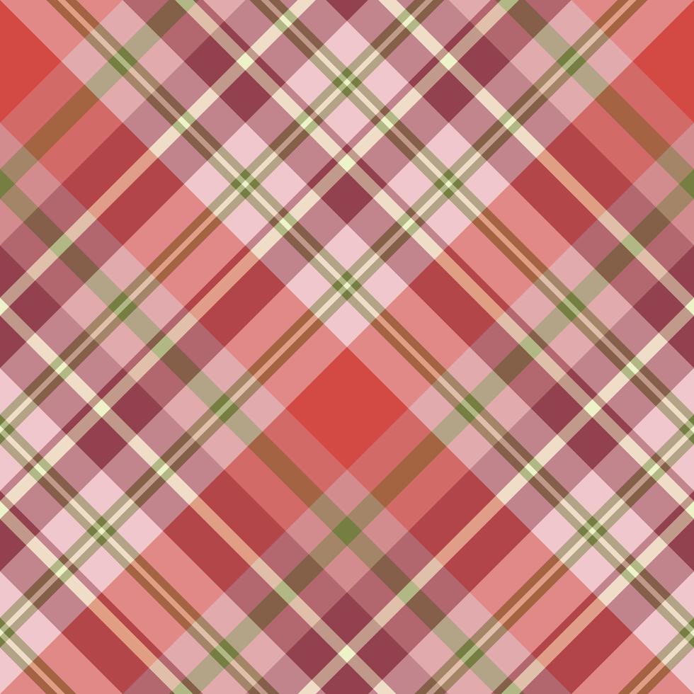 Seamless pattern in fine cozy festive pink, red and green colors for plaid, fabric, textile, clothes, tablecloth and other things. Vector image. 2