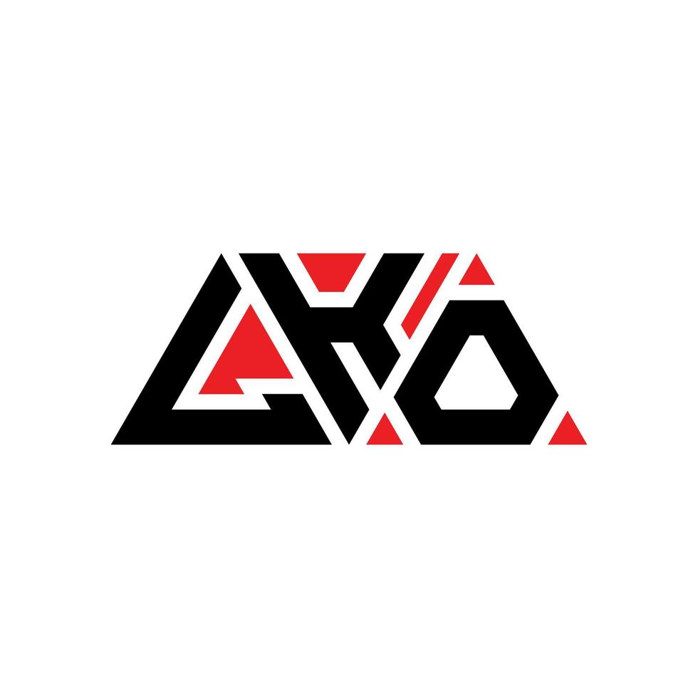 diseño de logotipo de letra triangular lko con forma de triángulo. monograma de diseño de logotipo de triángulo lko. Plantilla de logotipo de vector de triángulo lko con color rojo. logotipo triangular lko logotipo simple, elegante y lujoso. lko