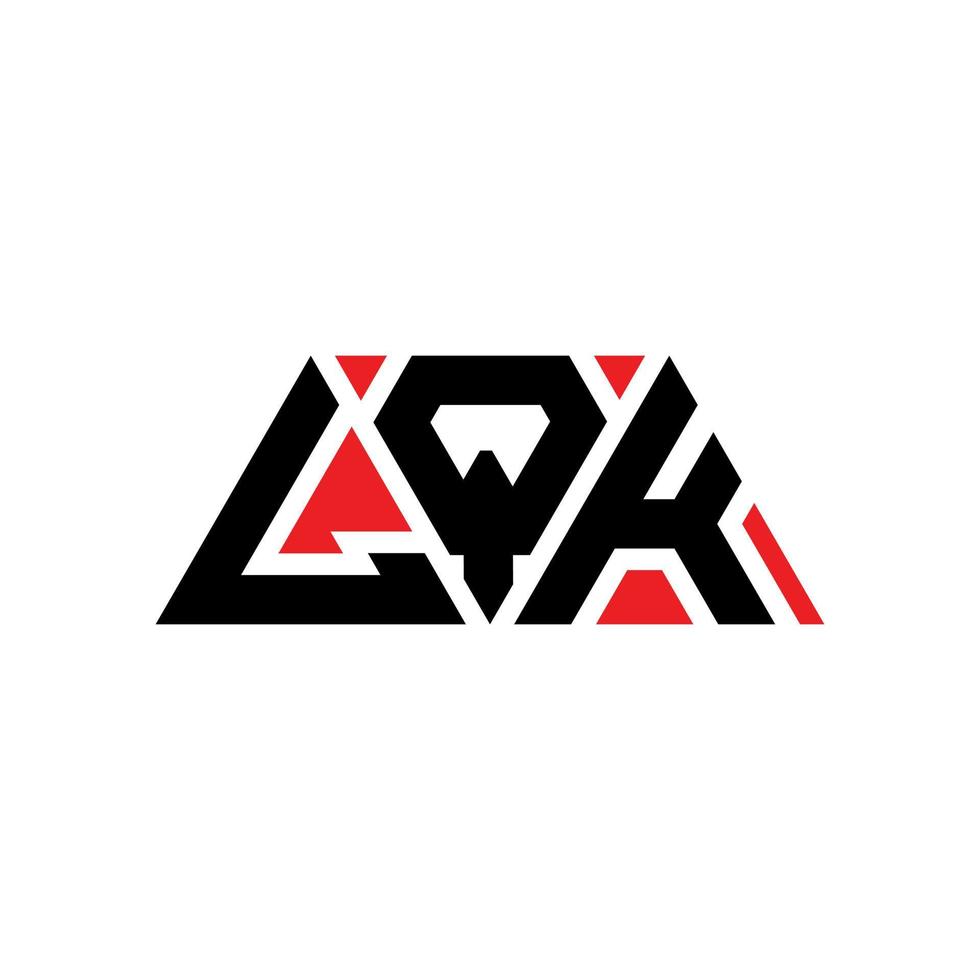 LQK triangle letter logo design with triangle shape. LQK triangle logo design monogram. LQK triangle vector logo template with red color. LQK triangular logo Simple, Elegant, and Luxurious Logo. LQK