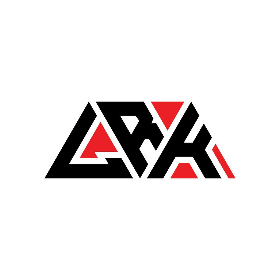 LRK triangle letter logo design with triangle shape. LRK triangle logo design monogram. LRK triangle vector logo template with red color. LRK triangular logo Simple, Elegant, and Luxurious Logo. LRK