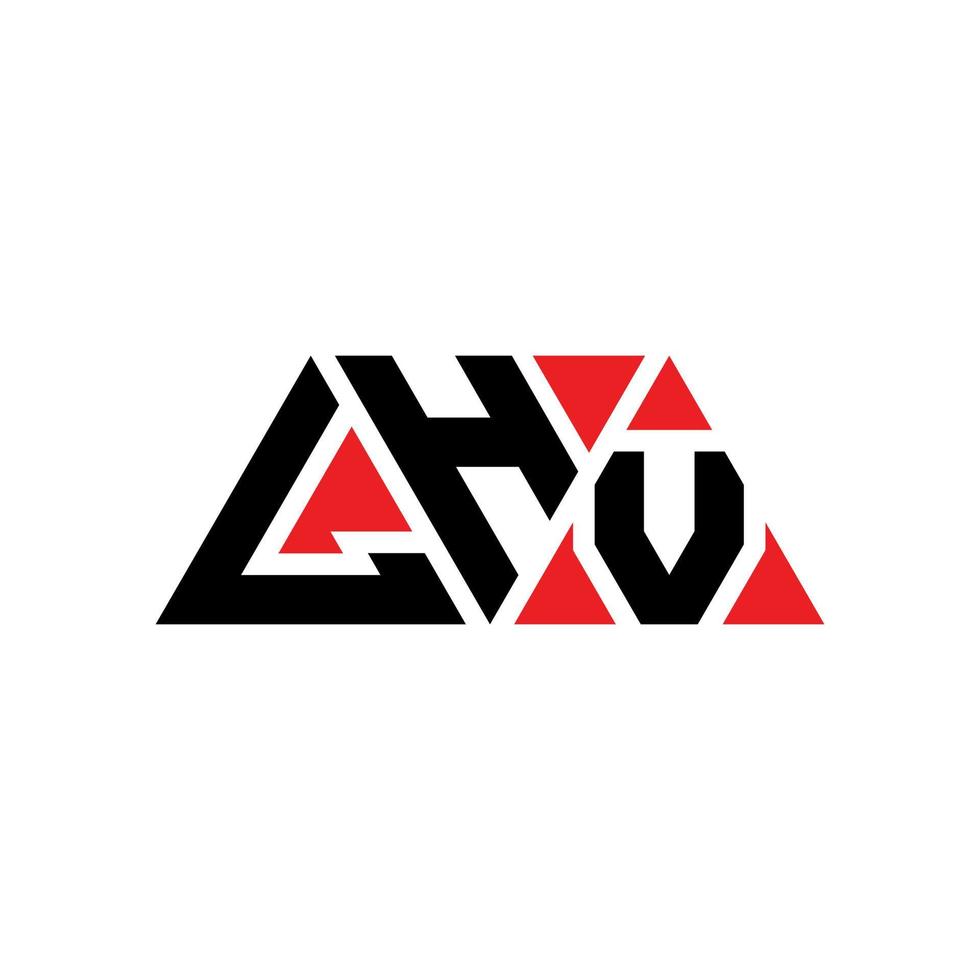 diseño de logotipo de letra triangular lhv con forma de triángulo. monograma de diseño del logotipo del triángulo lhv. plantilla de logotipo de vector de triángulo lhv con color rojo. logotipo triangular lhv logotipo simple, elegante y lujoso. izq