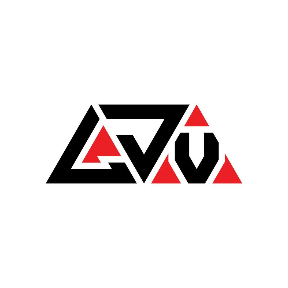 LJV triangle letter logo design with triangle shape. LJV triangle logo design monogram. LJV triangle vector logo template with red color. LJV triangular logo Simple, Elegant, and Luxurious Logo. LJV