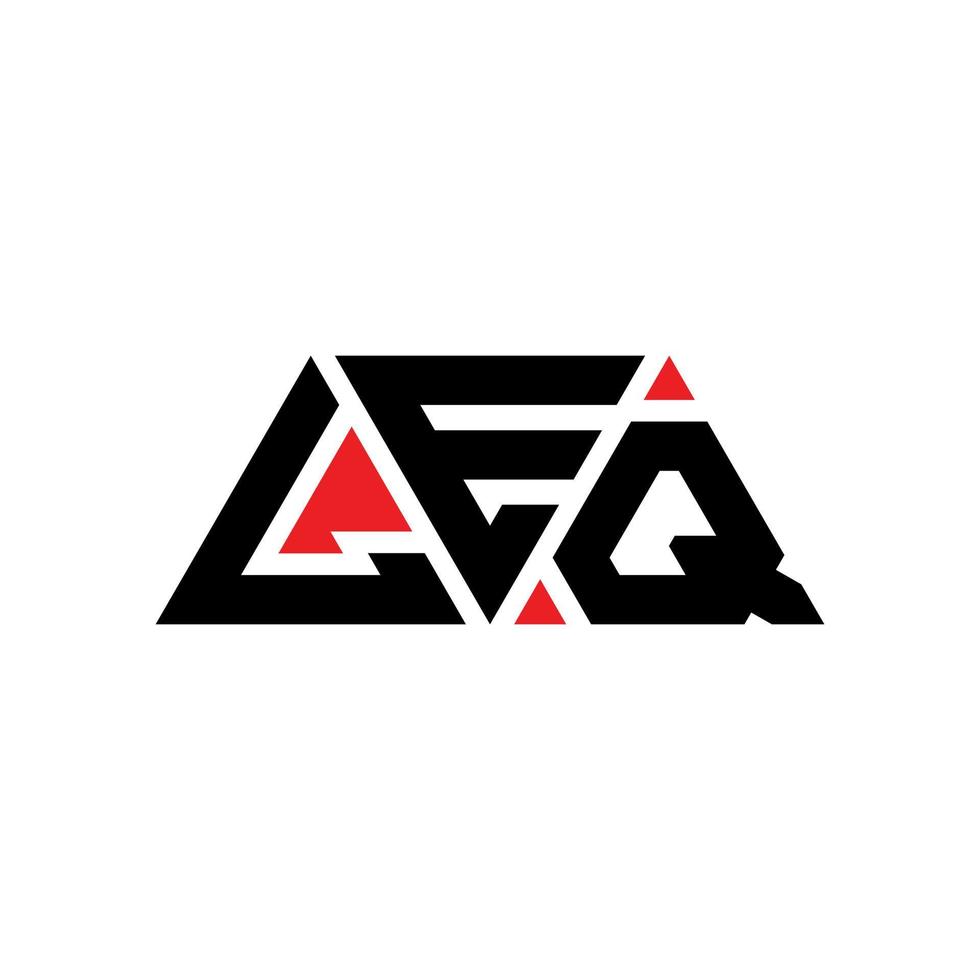 LEQ triangle letter logo design with triangle shape. LEQ triangle logo design monogram. LEQ triangle vector logo template with red color. LEQ triangular logo Simple, Elegant, and Luxurious Logo. LEQ