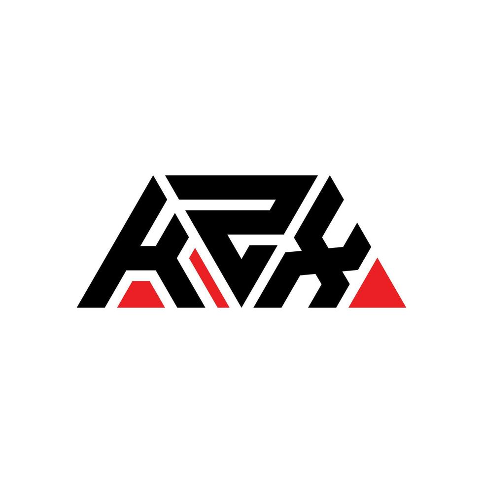 KZX triangle letter logo design with triangle shape. KZX triangle logo design monogram. KZX triangle vector logo template with red color. KZX triangular logo Simple, Elegant, and Luxurious Logo. KZX