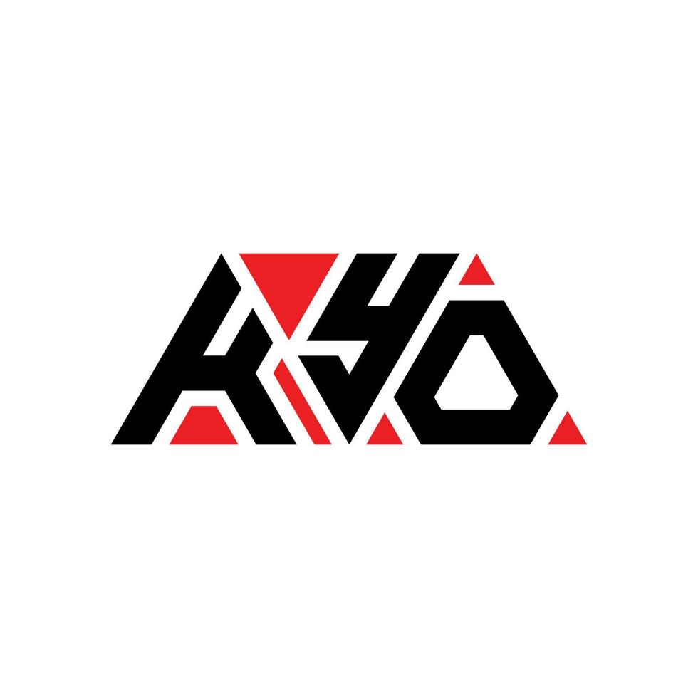 diseño del logotipo de la letra del triángulo kyo con forma de triángulo. monograma de diseño del logotipo del triángulo kyo. plantilla de logotipo de vector de triángulo kyo con color rojo. logo triangular kyo logo simple, elegante y lujoso. kyo