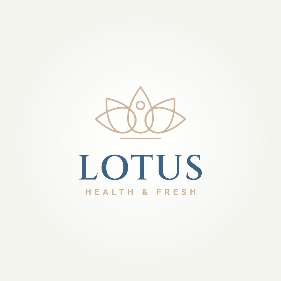 minimalist lotus flower yoga line art logo template vector illustration design. simple yoga, spa and meditation logo concept