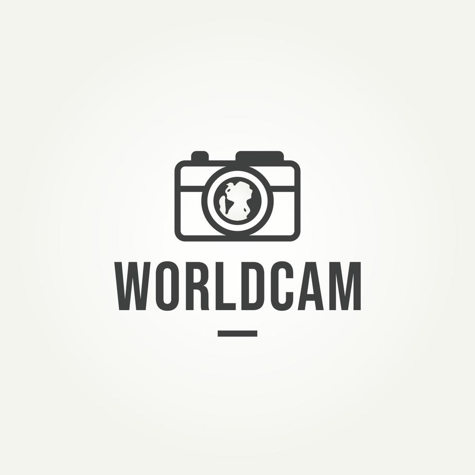 minimalist world cam icon logo template vector illustration design . simple logo of the international photographer or world photography day