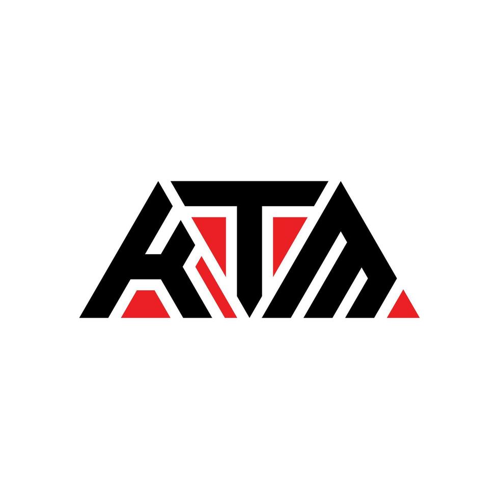 KTM triangle letter logo design with triangle shape. KTM triangle logo design monogram. KTM triangle vector logo template with red color. KTM triangular logo Simple, Elegant, and Luxurious Logo. KTM