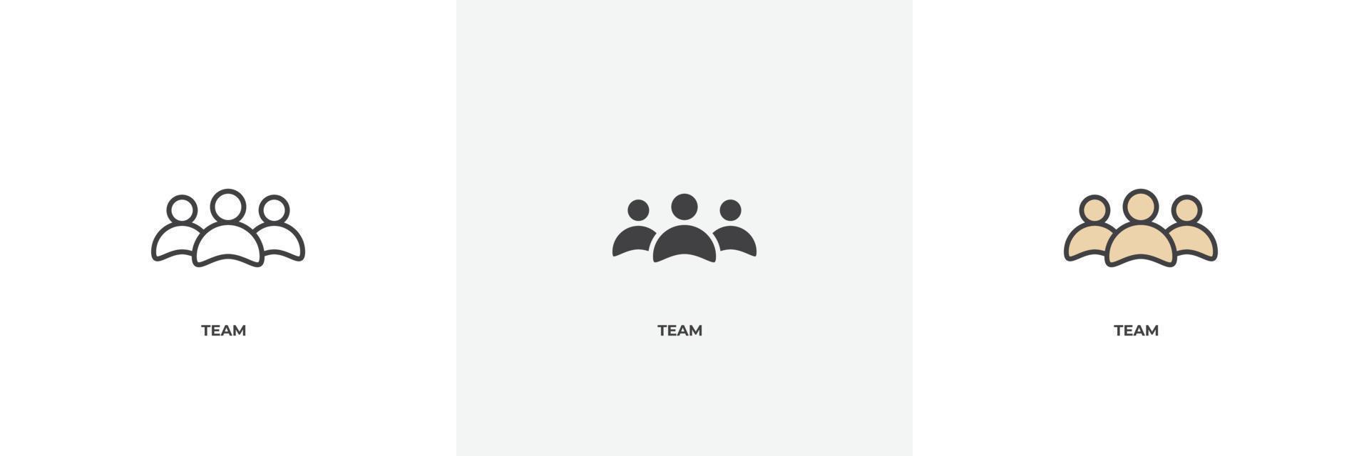 team icon. Line, solid and filled outline colorful version, outline and filled vector sign. Idea Symbol, logo illustration. Vector graphics