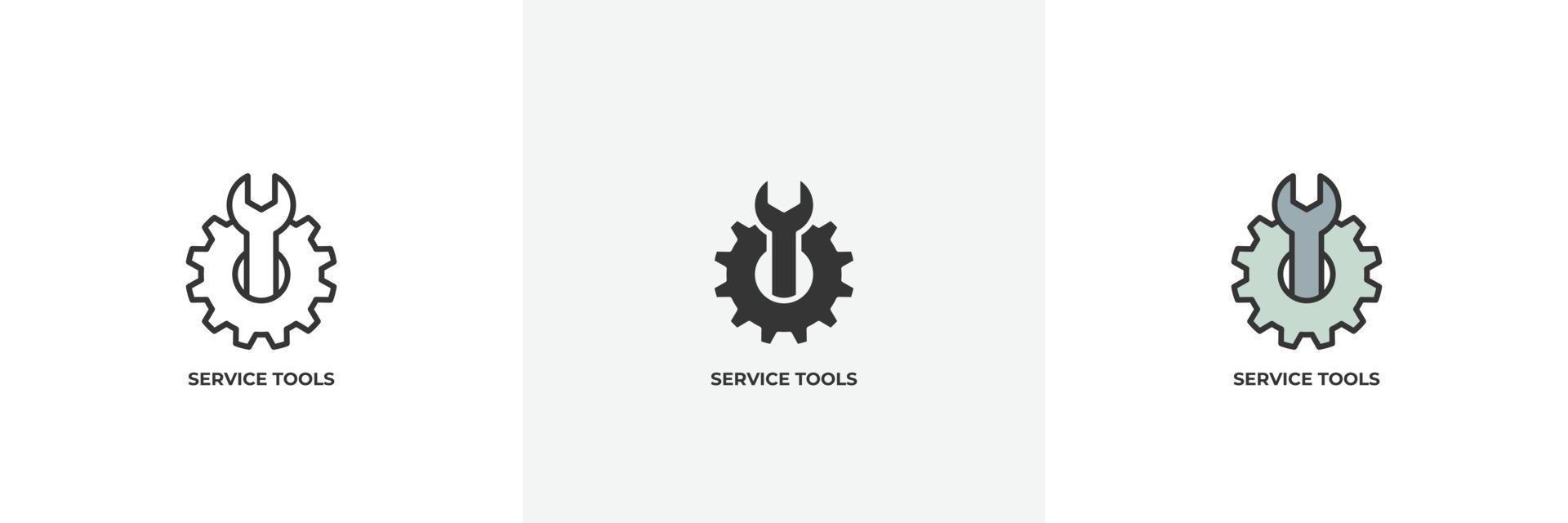 service tools icon. Line, solid and filled outline colorful version, outline and filled vector sign. Idea Symbol, logo illustration. Vector graphics