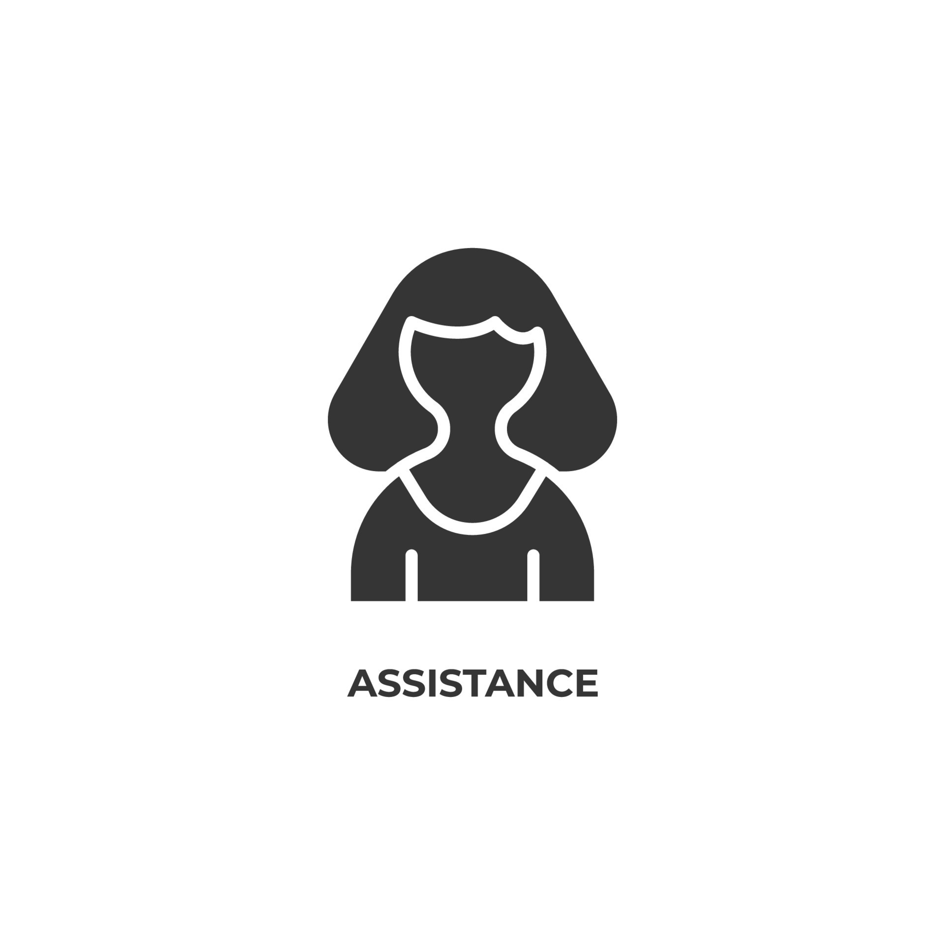 Vector sign of assistance symbol is isolated on a white background ...