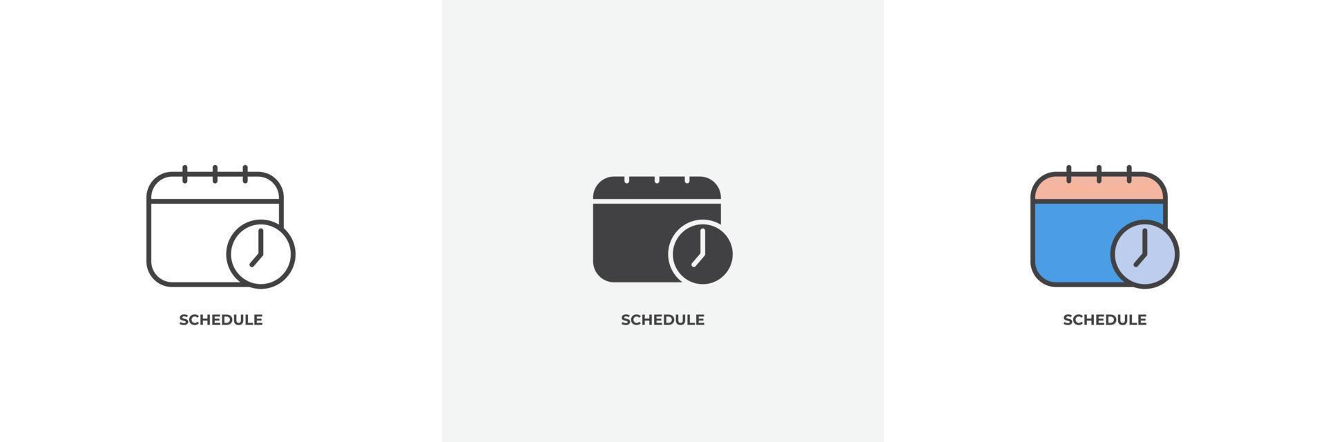 schedule icon. Line, solid and filled outline colorful version, outline and filled vector sign. Idea Symbol, logo illustration. Vector graphics