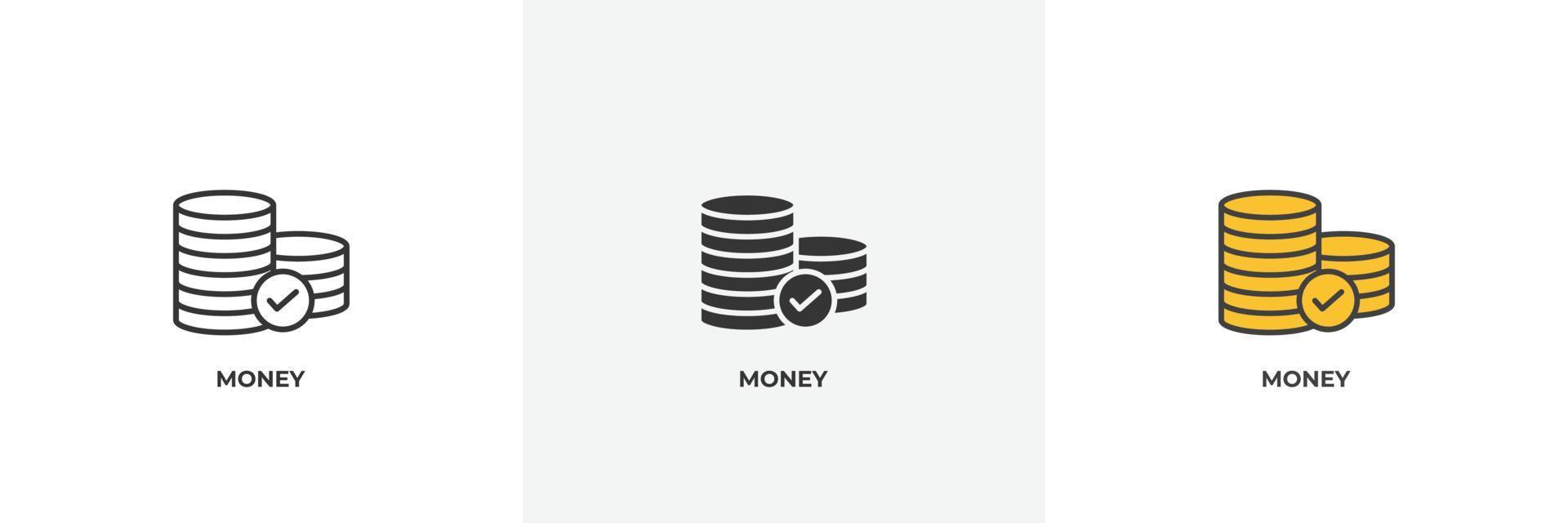 money icon. Line, solid and filled outline colorful version, outline and filled vector sign. Idea Symbol, logo illustration. Vector graphics