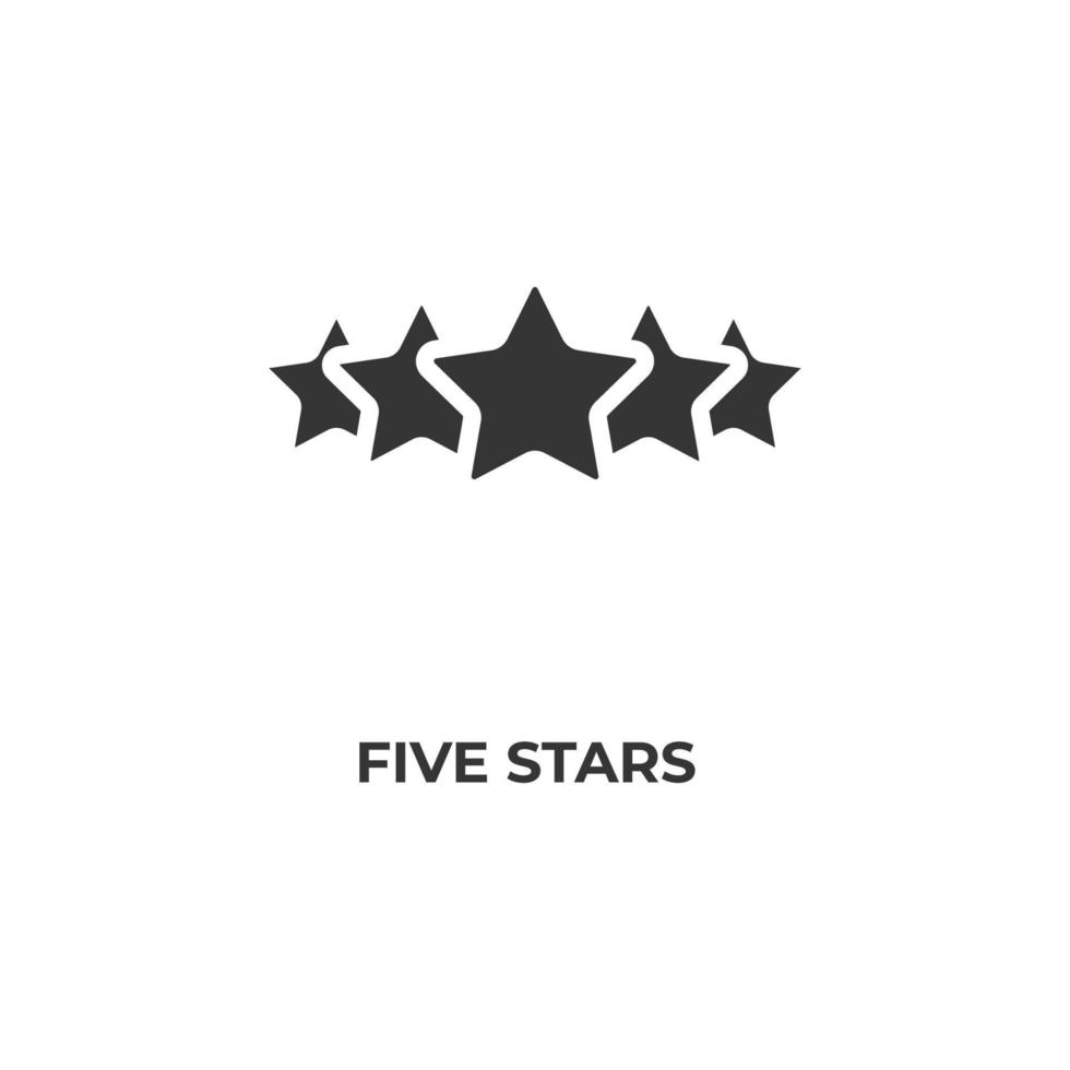 Vector sign of five stars symbol is isolated on a white background. icon color editable.